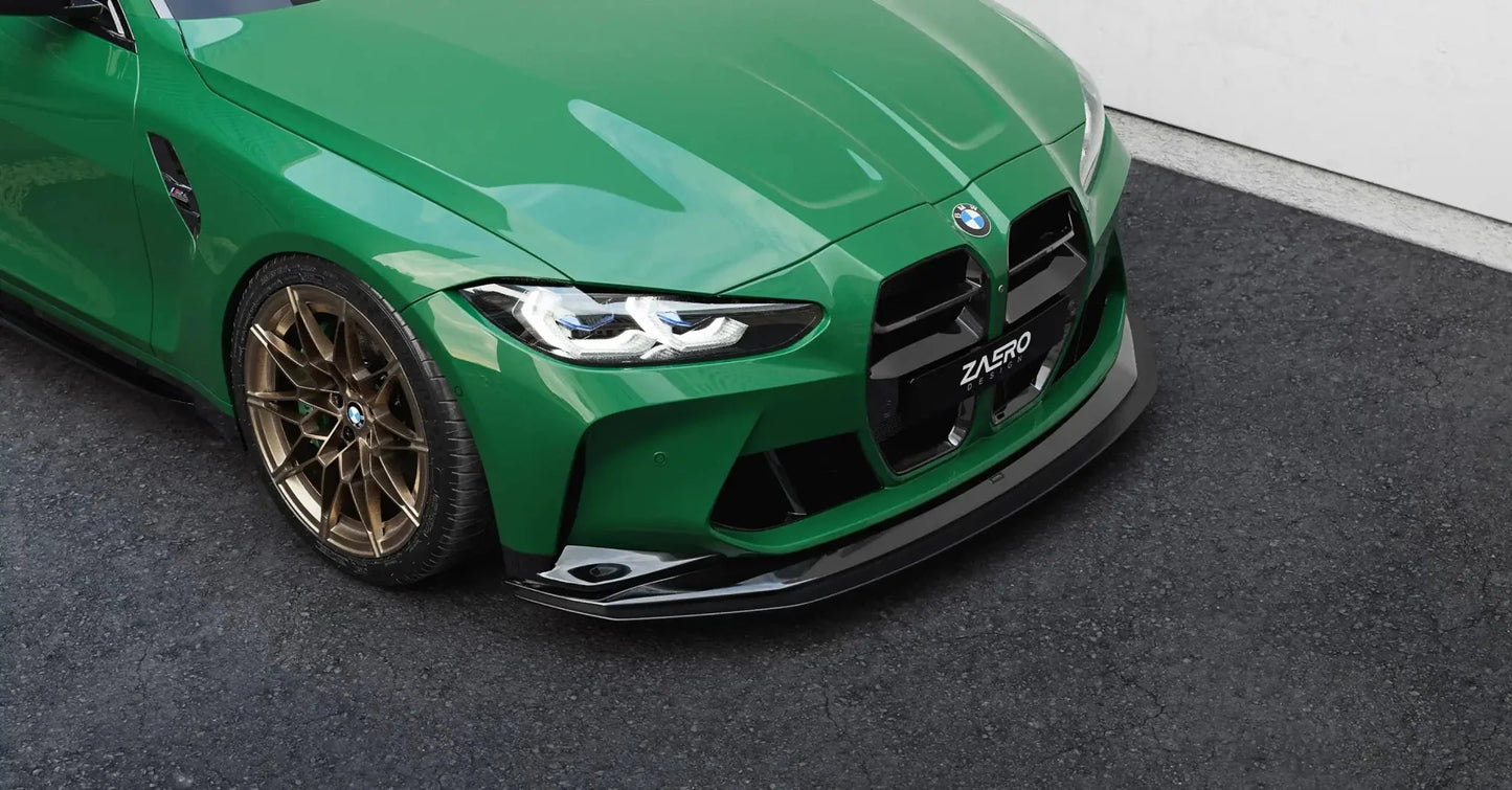 BMW M3 G80 G81 & M4 G82 G83 EVO - R Gloss Black Adjustable Front Splitter by ZAERO (2021+) - Evolve Automotive