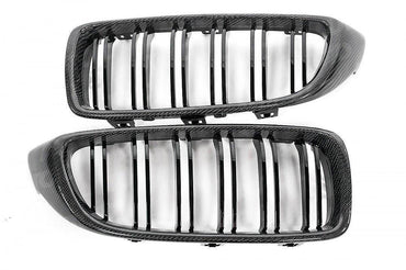 Carbon Fibre Double Slat Kidney Grilles for BMW 4 Series, M3 & M4 (2014 - 2020, F32 F33 F80 F82 F83) - Evolve Automotive