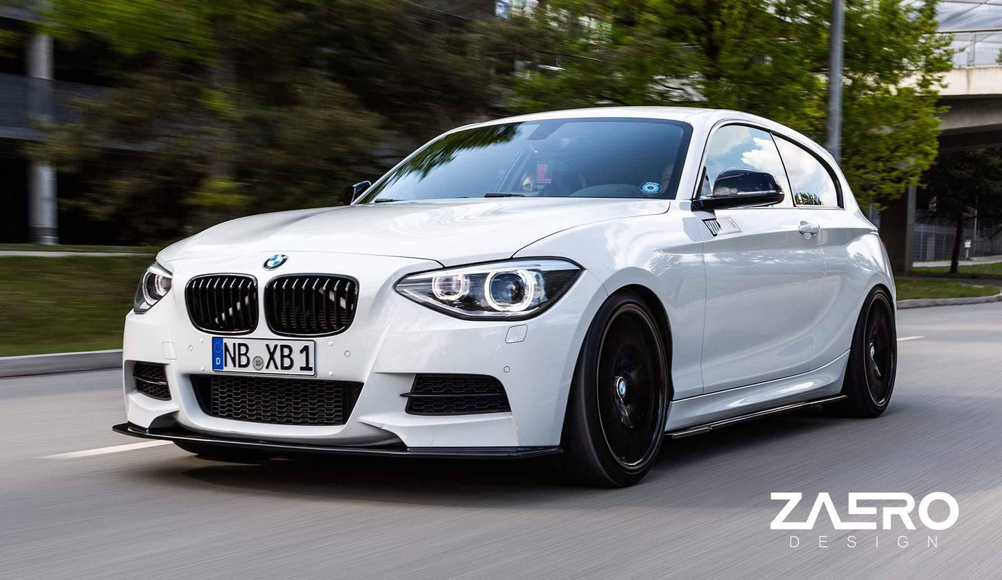 BMW 1 Series F20 Pre - LCI EVO - 1 Gloss Black Front Splitter by ZAERO (2011 - 2015) - Evolve Automotive