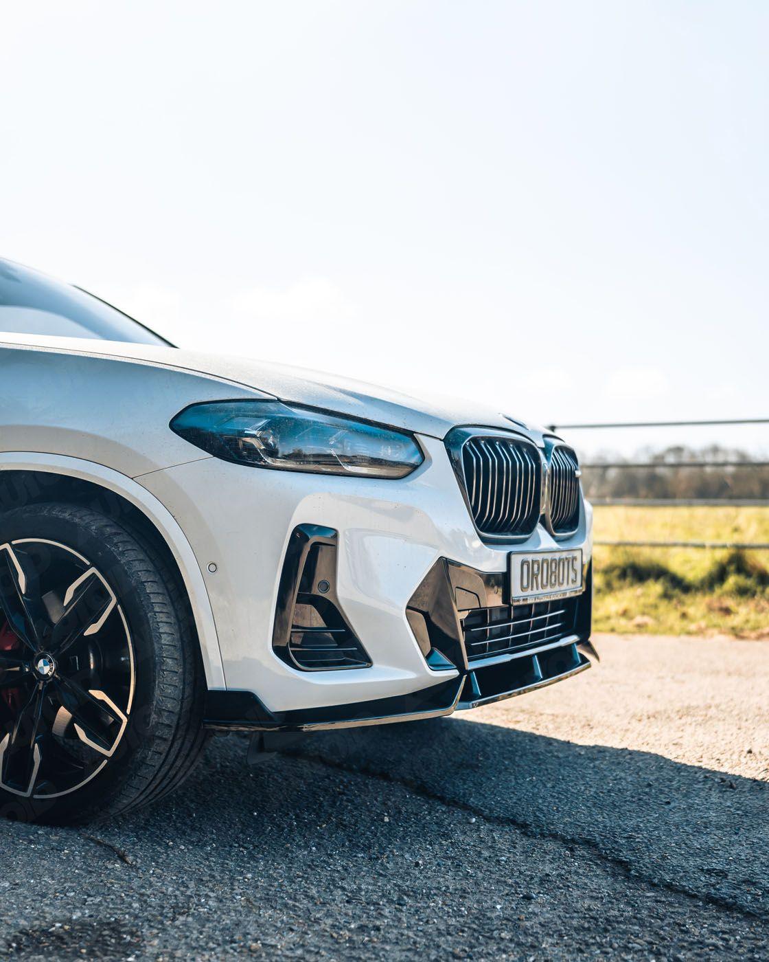 BMW iX3, X3 LCI G01 & X4 LCI G02 Gloss Black Competition Front Splitter (2021+) - Evolve Automotive