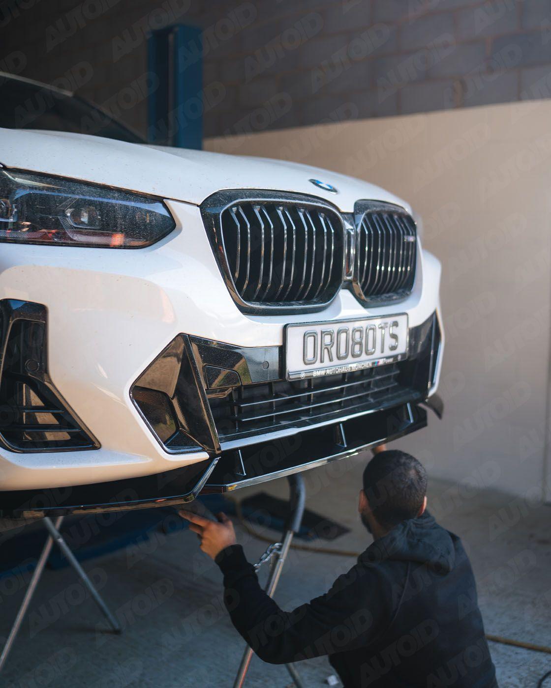 BMW iX3, X3 LCI G01 & X4 LCI G02 Gloss Black Competition Front Splitter (2021+) - Evolve Automotive