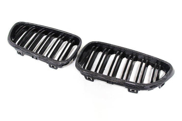 Carbon Fibre Double Slat Kidney Grilles for BMW 2 Series & M2 (2014 - 2020, F22 F87) - Evolve Automotive