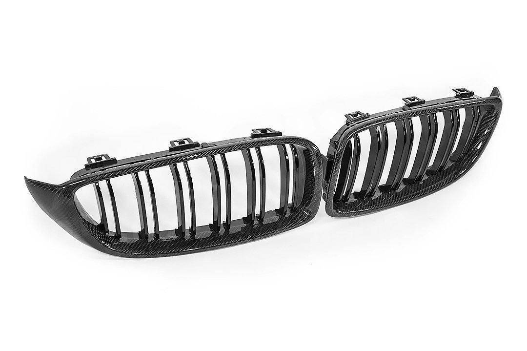 Carbon Fibre Double Slat Kidney Grilles for BMW 4 Series, M3 & M4 (2014 - 2020, F32 F33 F80 F82 F83) - Evolve Automotive